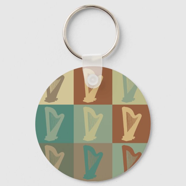 Harp Pop Art Key Ring (Front)
