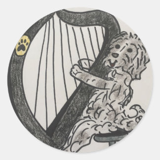 Harp puppy classic round sticker