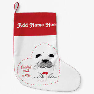 Harp Seal Pup Sealed within a Heart Small Christmas Stocking