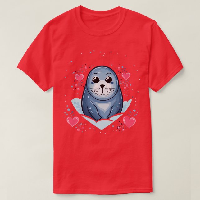 Harp Seal Valentine Day T-Shirt (Design Front)