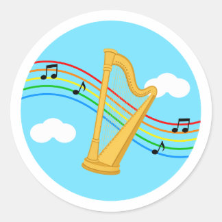 Harp Sticker Sky Rainbow Music Kids