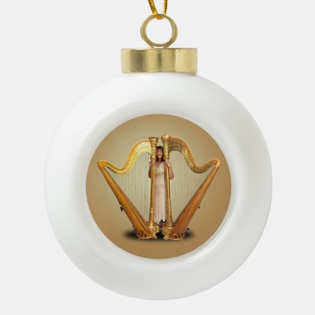 HARP THEME CERAMIC BALL CHRISTMAS ORNAMENT (Front)