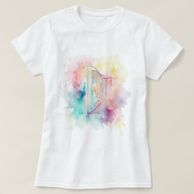 Harp Watercolour T-Shirt (Design Front)