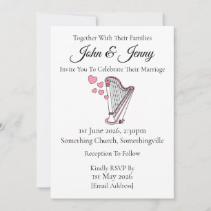 Harp Wedding Invitation Harpist String Musicians