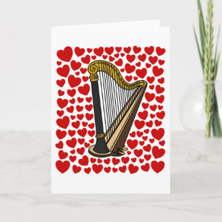 Harp With Hearts Valentines Anniversary Card