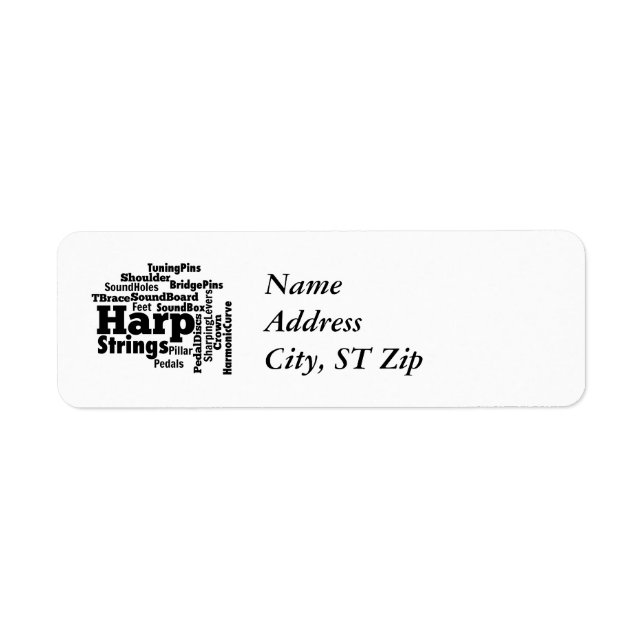 Harp Word Cloud Return Address Label (Front)