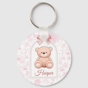 Harper Custom Pink Teddy Bear Nursery Design Key Ring