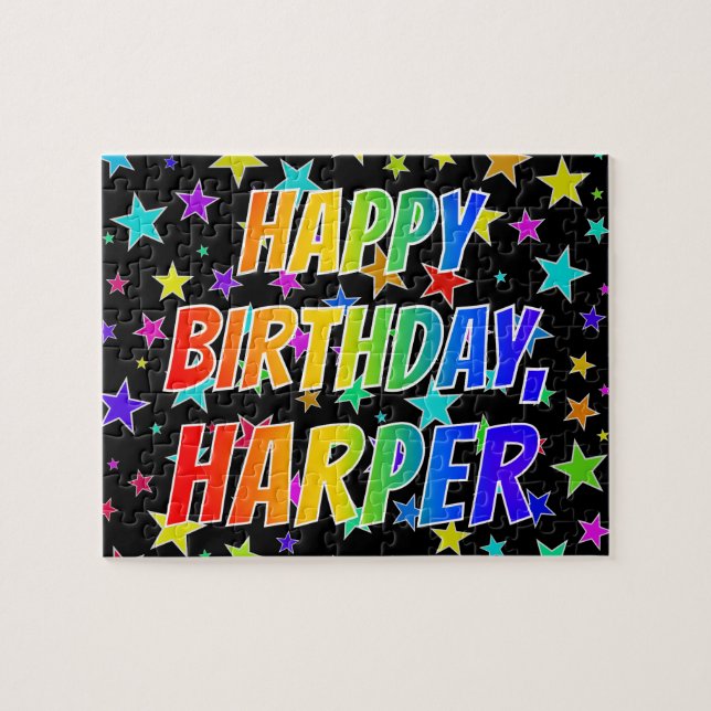 "HARPER" First Name, Fun "HAPPY BIRTHDAY" Jigsaw Puzzle (Horizontal)
