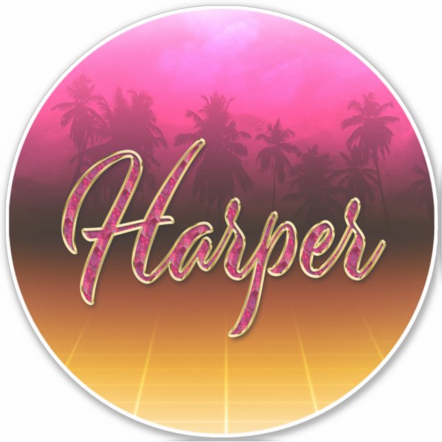 Harper First Name Golden pink Sticker (Front)