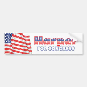 Harper for Congress Patriotic American Flag Bumper Sticker
