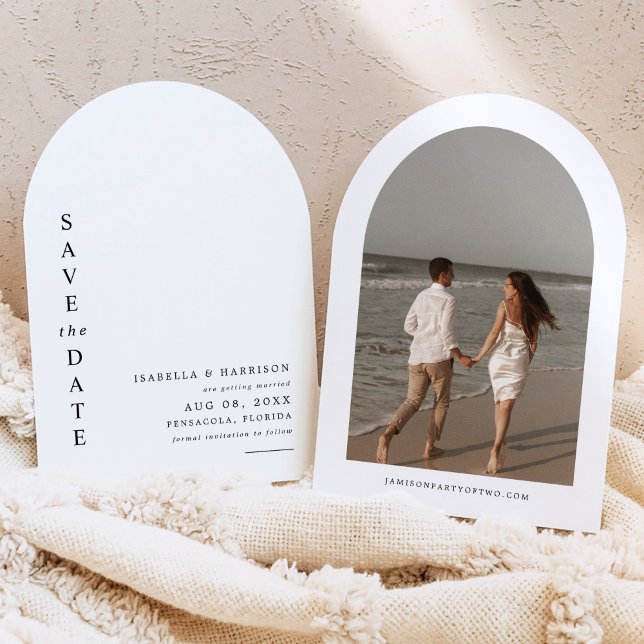HARPER Modern Simple Photo Arched Save the Date Invitation (Creator Uploaded)