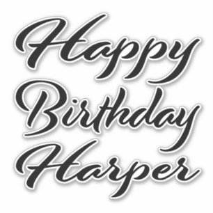 Harper Name First name black Sticker Birthday