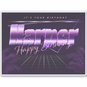 Harper Name First name lila retro Sticker Birthday