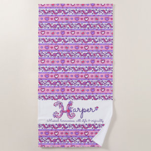 Harper name meaning flower heart pink towel