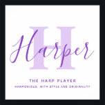 Harper name meaning purple text personalized poster<br><div class="desc">Simple name meaning lettering text poster for the name Harper The harp player. Harmonious,  with style and originality. Other name meanings and styles available or personalize this poster with your own name and what your name means to you. Designed by www.mylittleeden.com on Zazzle.</div>