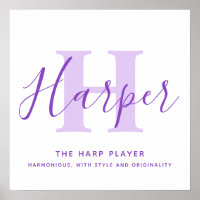 Harper name meaning purple text personalized