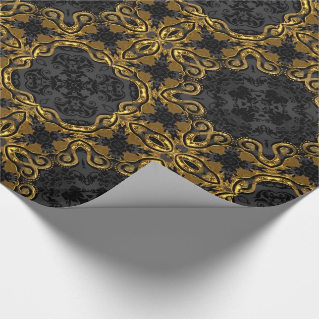 Harper Rush Midnight Elegance Baroque Wrapping Paper (Corner)