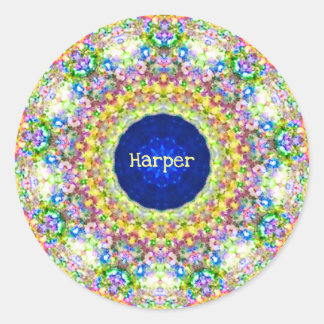 HARPER ~ Sweet Floral Pattern ~ Personalised Classic Round Sticker
