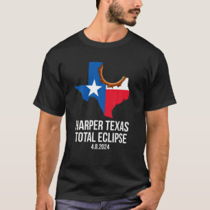 Harper Texas Total Eclipse 2024 TX State Outline T T-Shirt