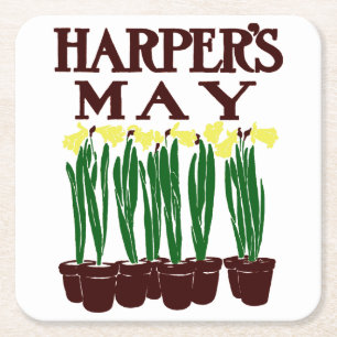 Harper's 1899 Edward Penfield Daffodils Square Paper Coaster