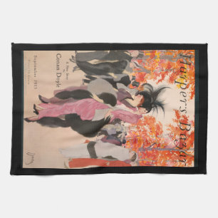Harper's Bazaar fall fashion 1913 art deco Tea Towel