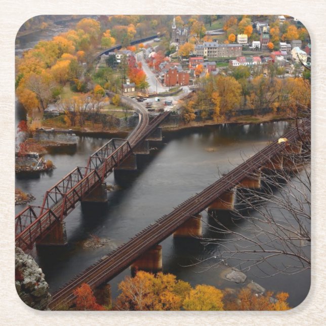 Harpers Ferry in the Fall Square Paper Coaster (Front)