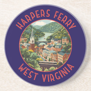Harpers Ferry West Virginia Distressed Circle Coaster