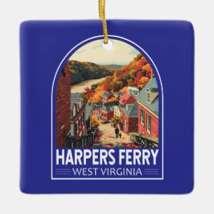 Harpers Ferry West Virginia Travel Art Vintage Ceramic Ornament