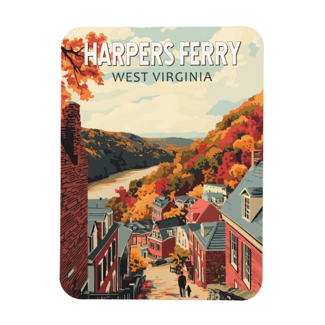 Harpers Ferry West Virginia Travel Art Vintage Magnet (Vertical)