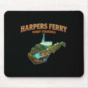 Harpers ferry west virginia vintage map scenic mouse pad