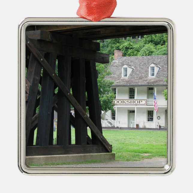 Harpers Ferry WV Bookstore & Railroad Ornament (Front)