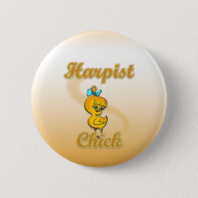 Harpist Chick 6 Cm Round Badge (Front)