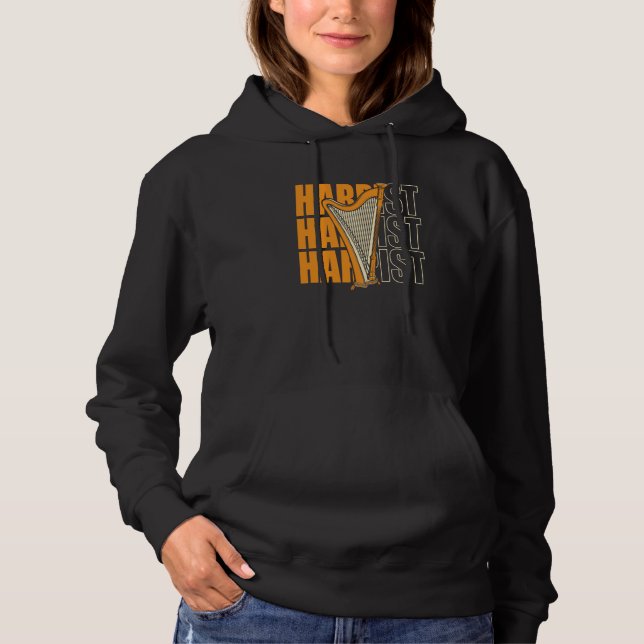 Harpist Konghou Pedal Harp Harpist Harp Player Hoodie (Front)