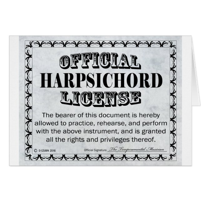 Harpsichord License (Front Horizontal)
