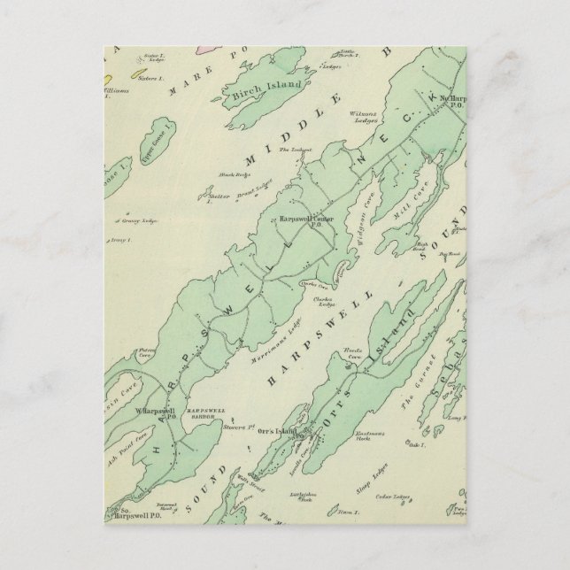 Harpswell, adjacent islands postcard (Front)