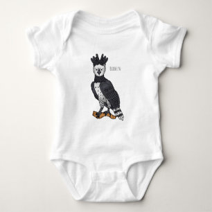 Harpy eagle cartoon illustration  baby bodysuit