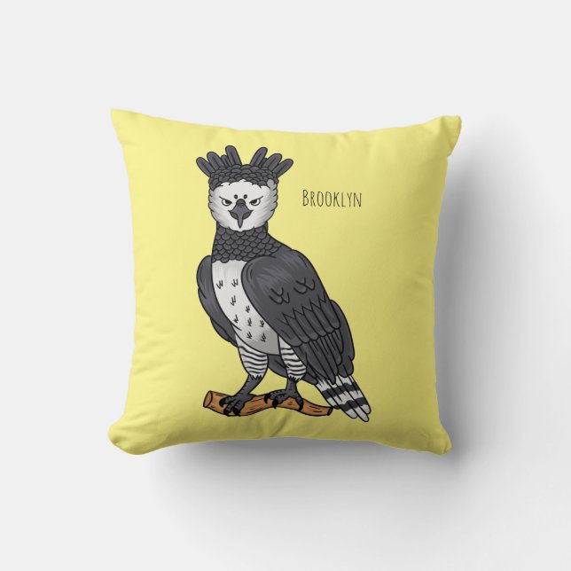 Harpy eagle cartoon illustration cushion (Front)