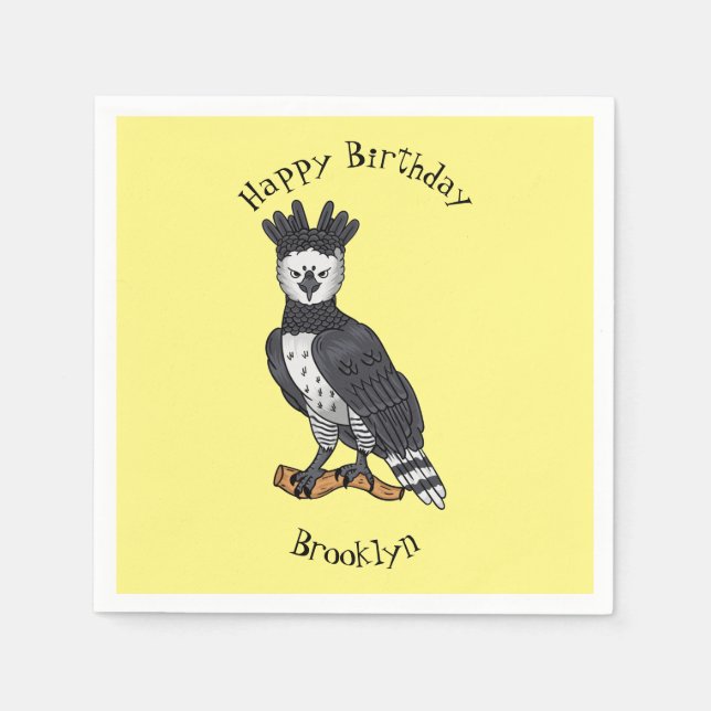 Harpy eagle cartoon illustration napkin (Front)