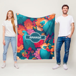 Harpy Floral Colourful Personalised Pattern Fleece Blanket