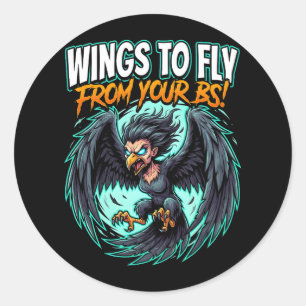 Harpy Wings To Fly Funny Mythical Creature Humor Classic Round Sticker