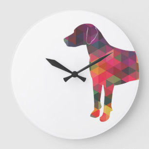 Harrier Dog Colourful Geometric Pattern Silhouette Large Clock
