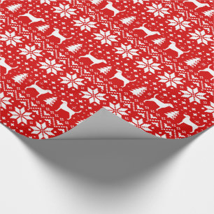 Harrier Dog Silhouettes Christmas Holiday Red Wrapping Paper