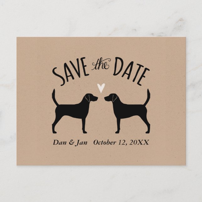 Harrier Dog Silhouettes Wedding Save the Date Announcement Postcard (Front)