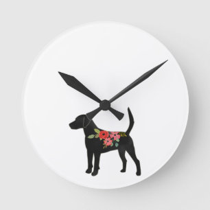 Harrier or Beagle Dog Breed Boho Silhouette Round Clock