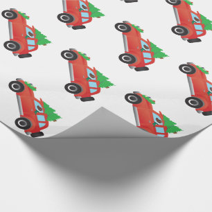 Harrier or Beagle Driving car with tree on top Wrapping Paper