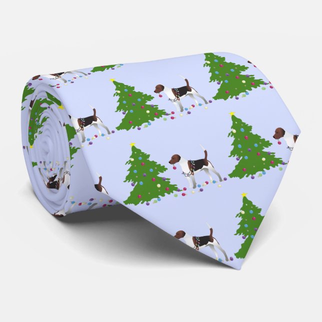 Harrier or Beagle Silhouette Christmas Design Tie (Rolled)
