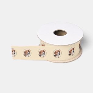 Harrier Painting - Cute Original Dog Art Grosgrain Ribbon