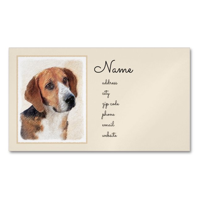 Harrier Painting - Cute Original Dog Art Magnetic Business Card (Front)
