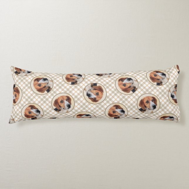 Harrier Painting Tri-Colour Cute Original Dog Art Body Cushion (Front)