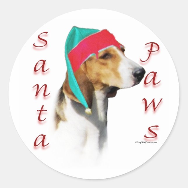 Harrier Santa Paws Classic Round Sticker (Front)